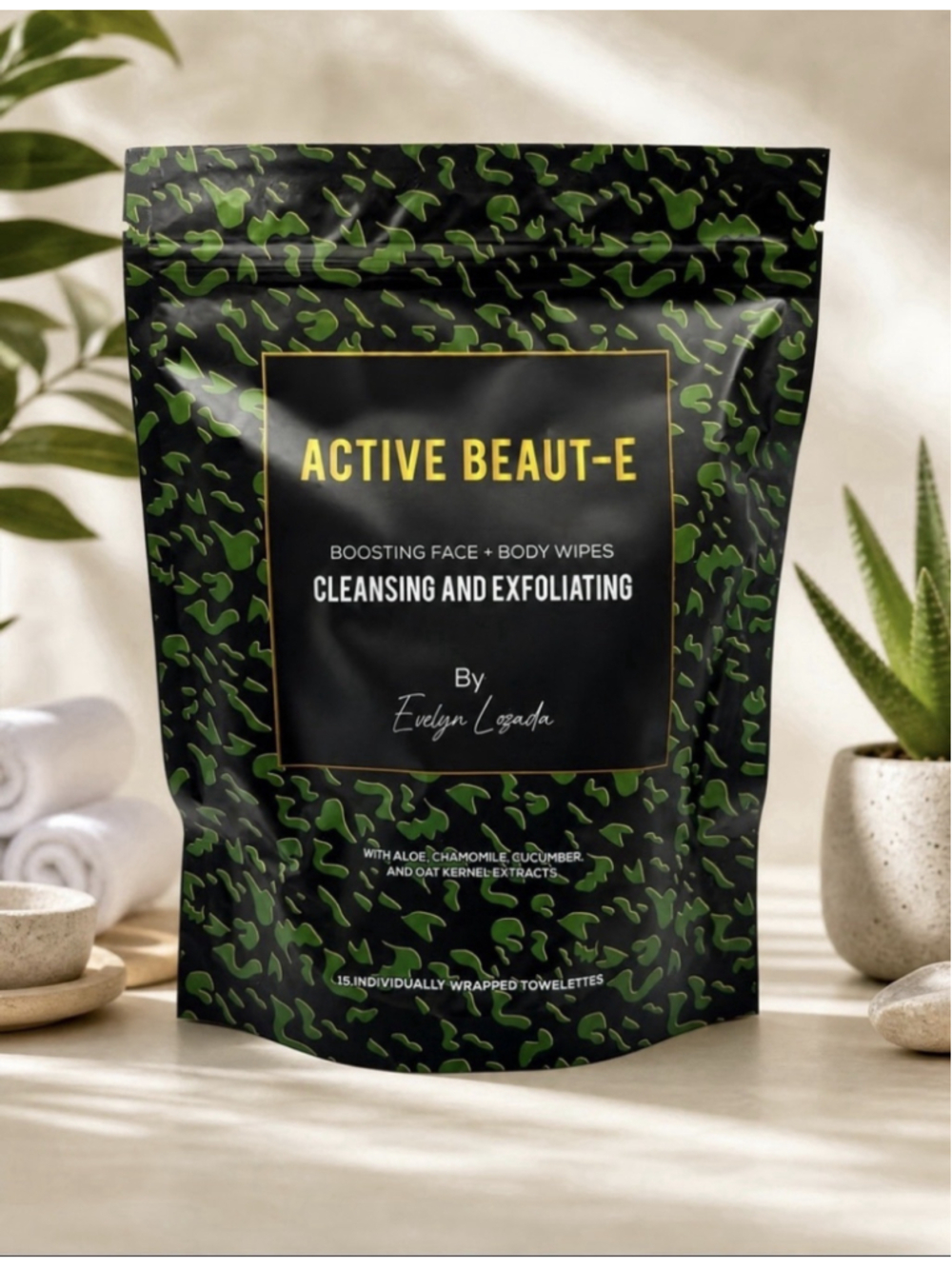Active Beaut-E Evelyn Lozada Face Body Cleansing Exfoliating Wipes 15 Count New